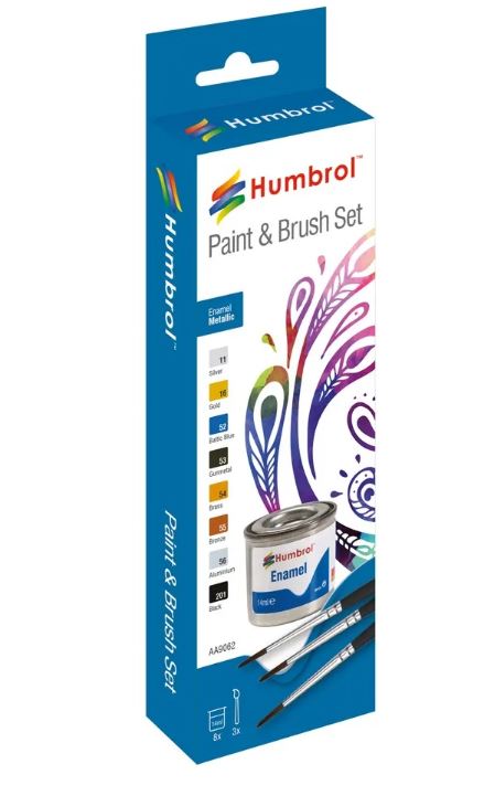 Humbrol Enamel Metallic Paint & Brush Set_Grandpas Toys Geraldine