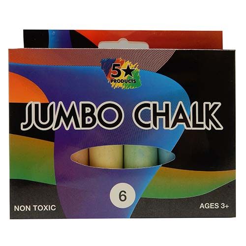 Jumbo Chalk non toxic set of 6 colourful chalks