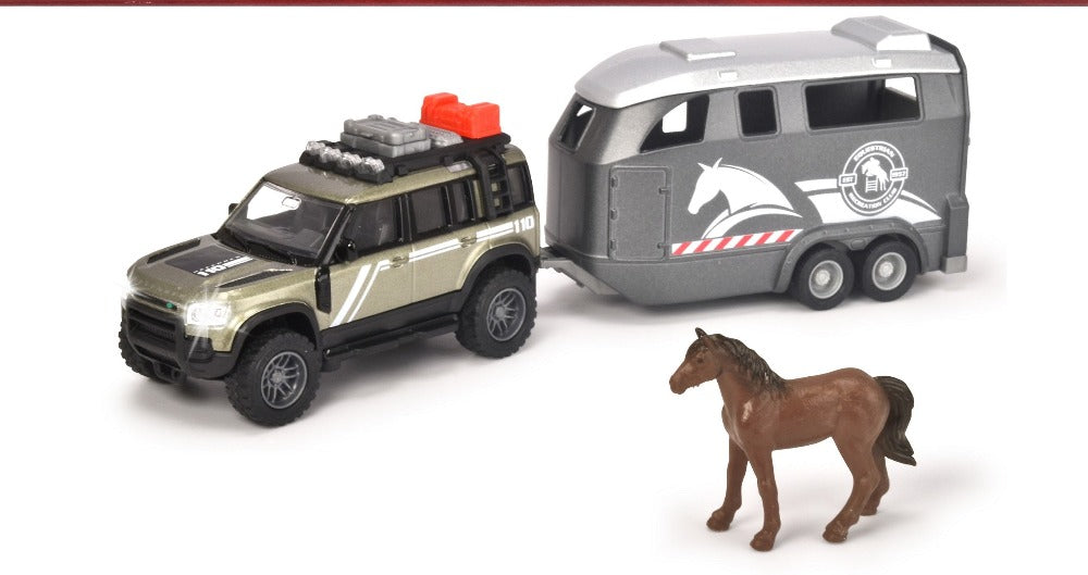 Majorette Land Rover Defender 110 with Horse Trailer_Grandpas Toys Geraldine