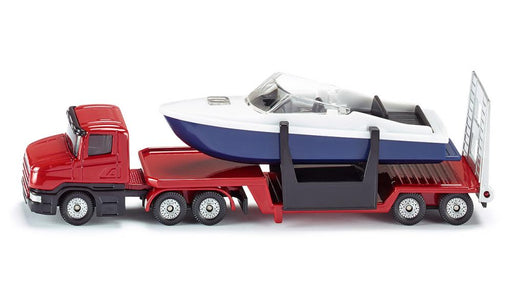 SIKU 1613 Scania Low Loader with Speed Boat atGrandpas Toys Geraldine