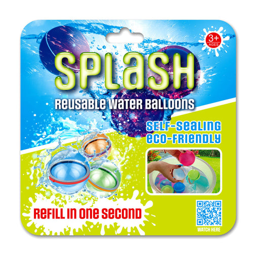 Splash Magnetic Self Sealing Reusable Water Balloons includes 2 reusable water balloons.  Grandpas Toys
